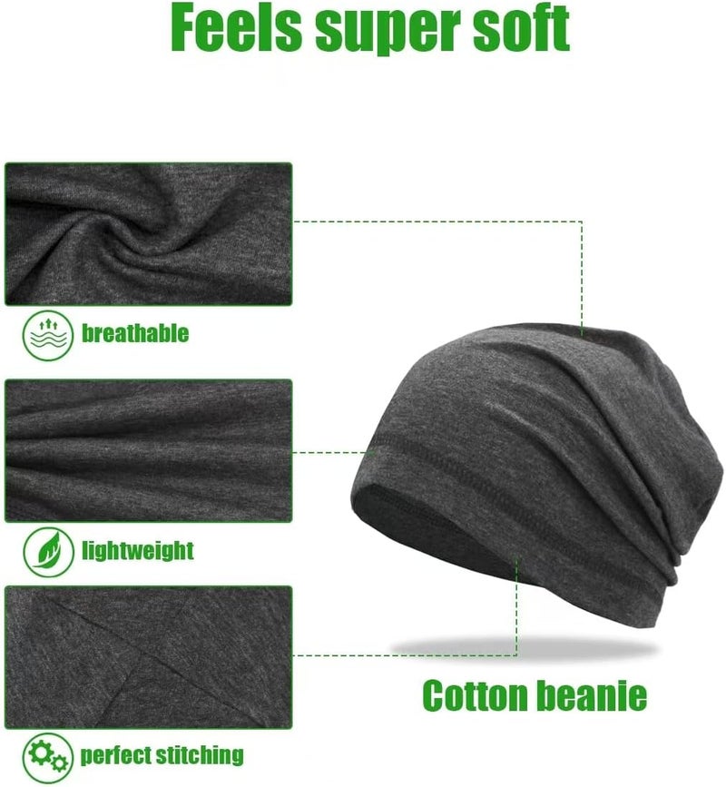 SRLLBBY Lightweight Cotton Beanie, Breathable Thin Sleep Hats, Skull Caps for Running Cycling Hiking Fishing - Image 3